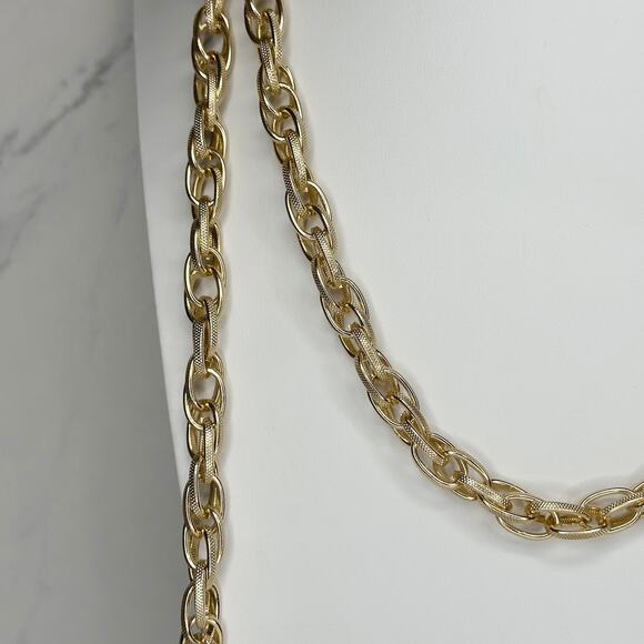 Gold Tone Tassel Chain Link Open Wrap Necklace - Picture 5 of 11